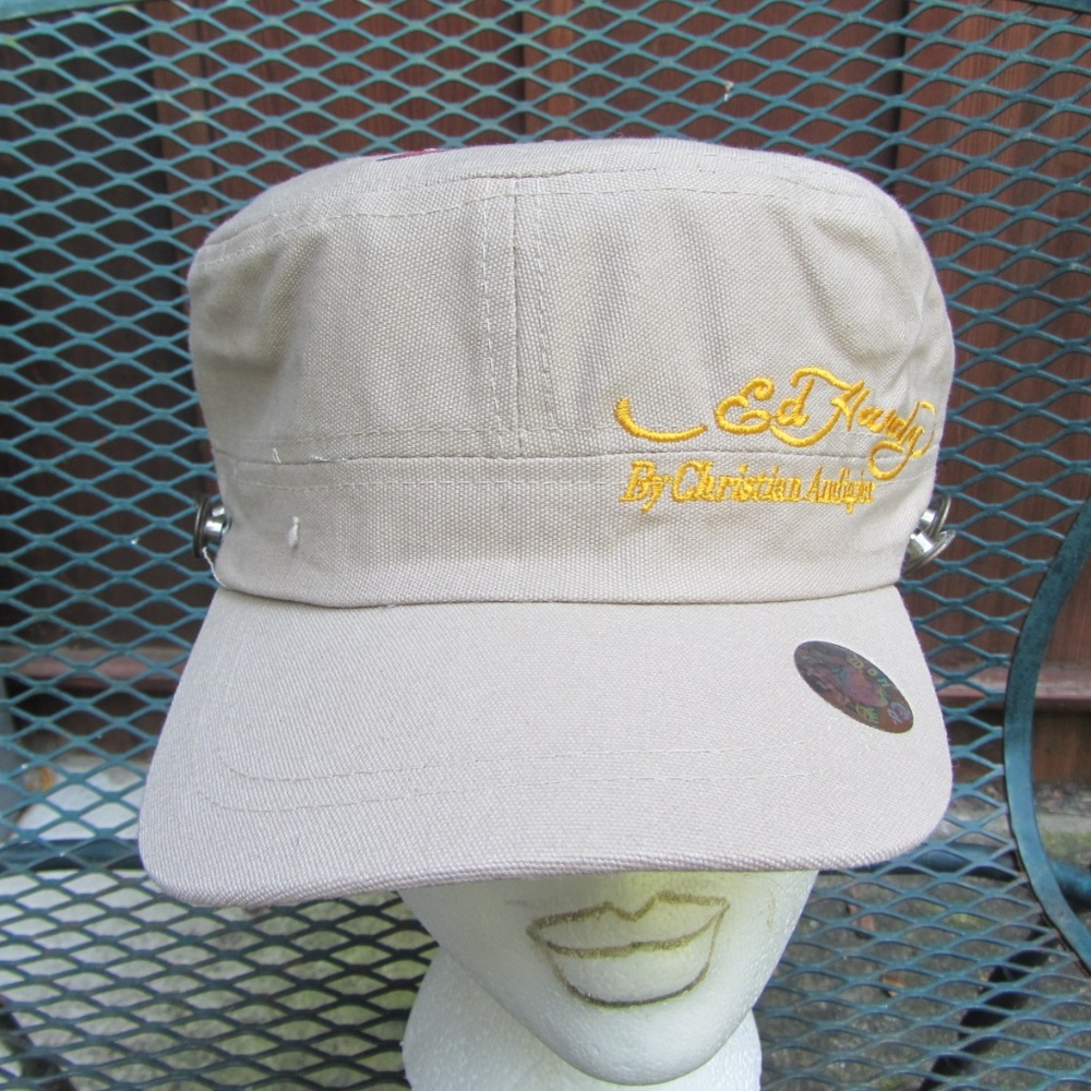 ED HARDY CHRISTIAN AUDIGIER TAN CONDUCTORS HAT NWT - Picture 3 of 8